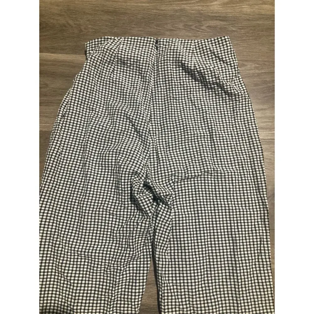 Free People Pants Womens Size 6 Black White Plaid Tie Waist High Waisted Gingham